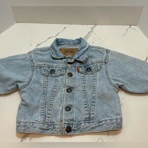 Vintage Little Levi’s early 1990’s button front jean jacket orange tag pockets